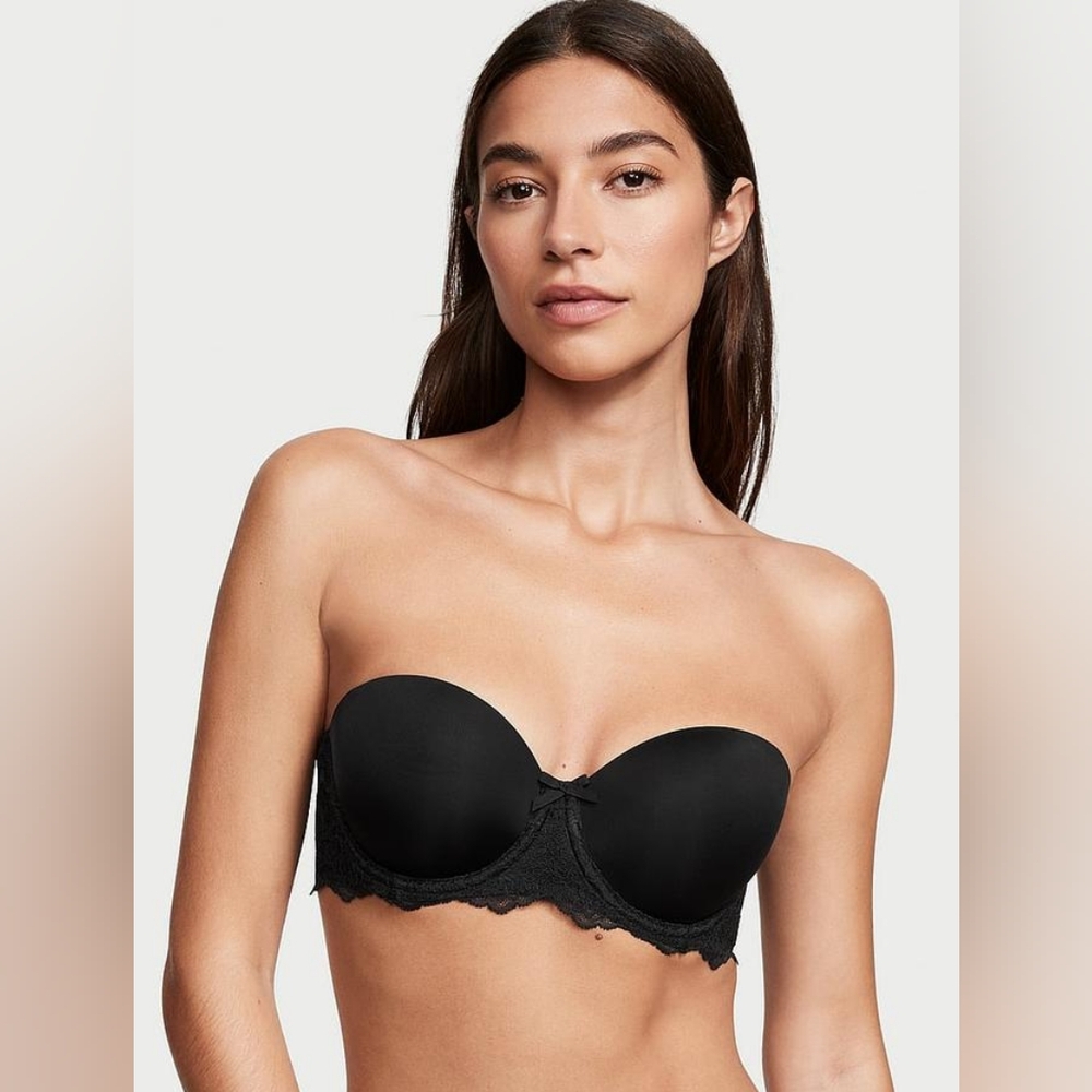 DREAM ANGELS Lightly-Lined Lace Strapless Bra 38 D NWOT